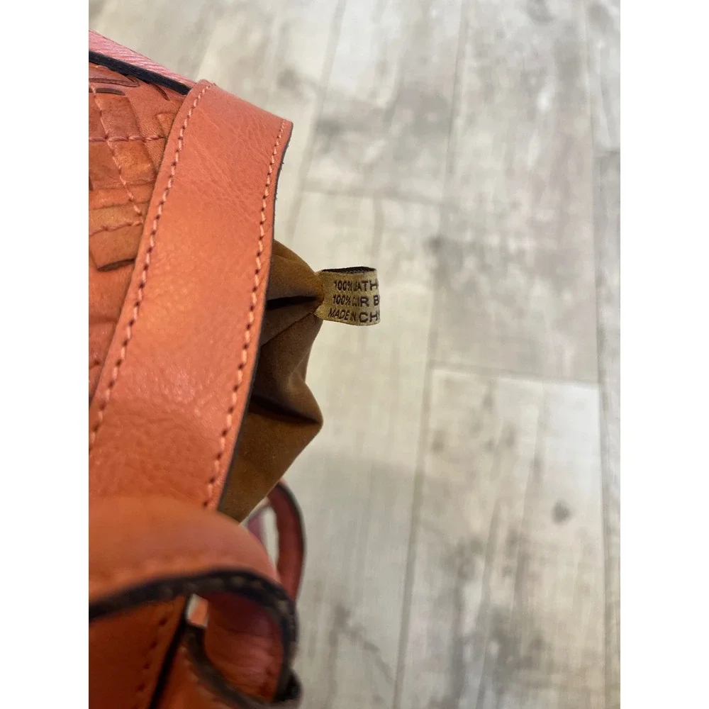 Patricia Nash Cassini Woven‎ Leather Satchel Crossbody Bag Coral Pink Orange